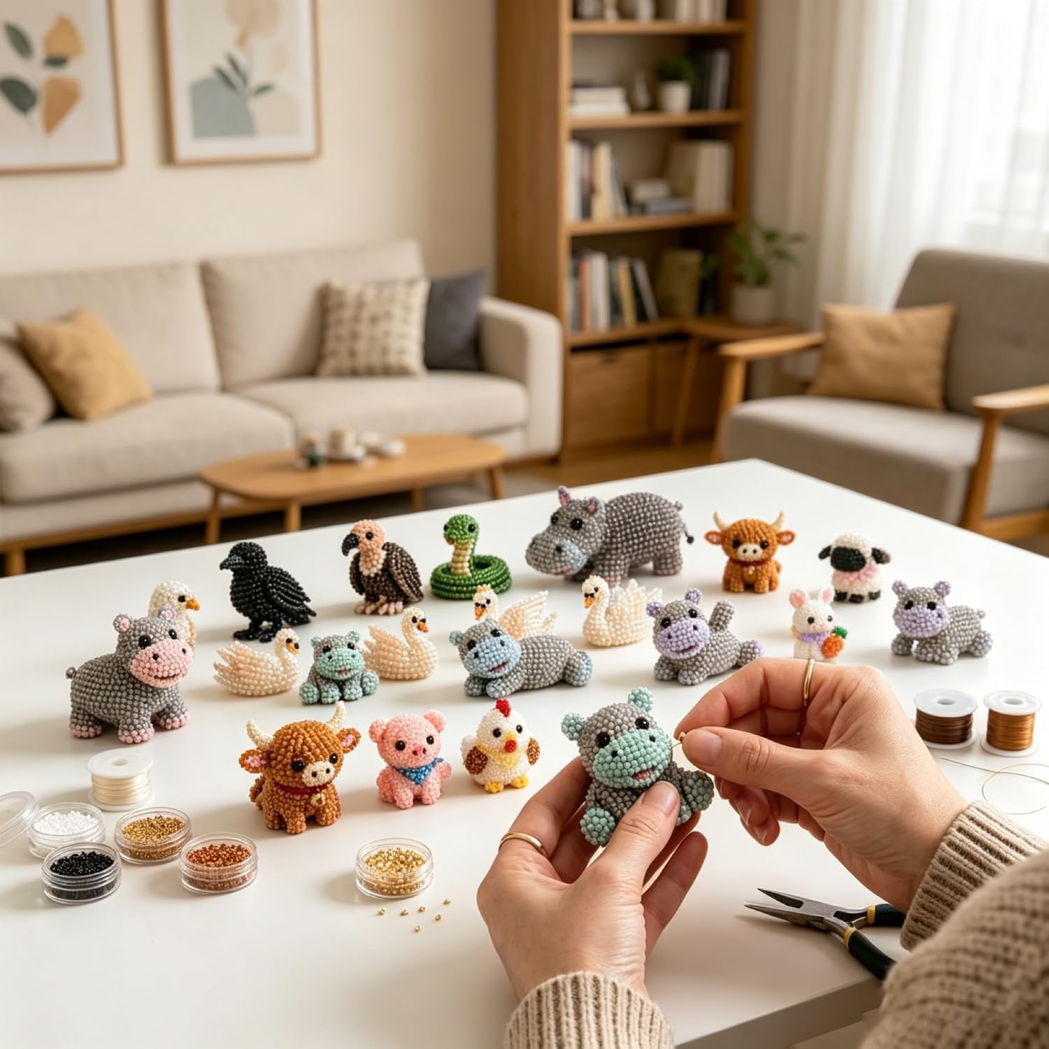 Tiny 3D Beaded Animal DIY Kit – Cute Animal Beading Craft Set