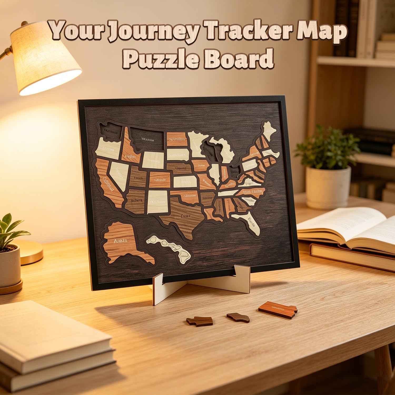 USA Travel Map Puzzle – Wooden Adventure Tracker & Home Decor