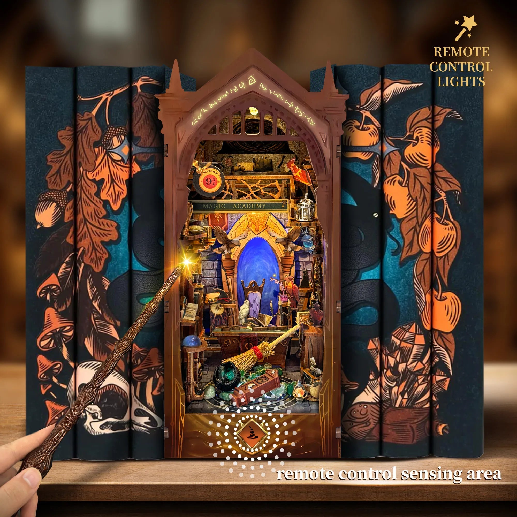 The Hidden Hall Of Magic DIY Book Nook Kit With Remote Wand