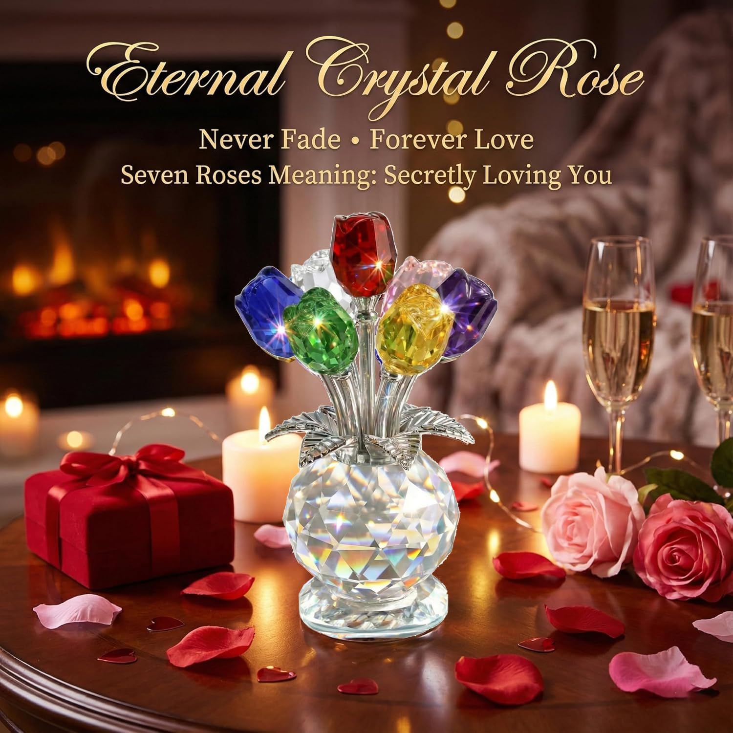 Crystal Rose Bouquet – Elegant Forever Flower Gift