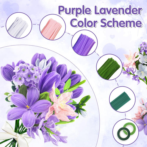 400Pcs Pipe Cleaner Flowers Kit-Create Your Own Eternal Bouquet
