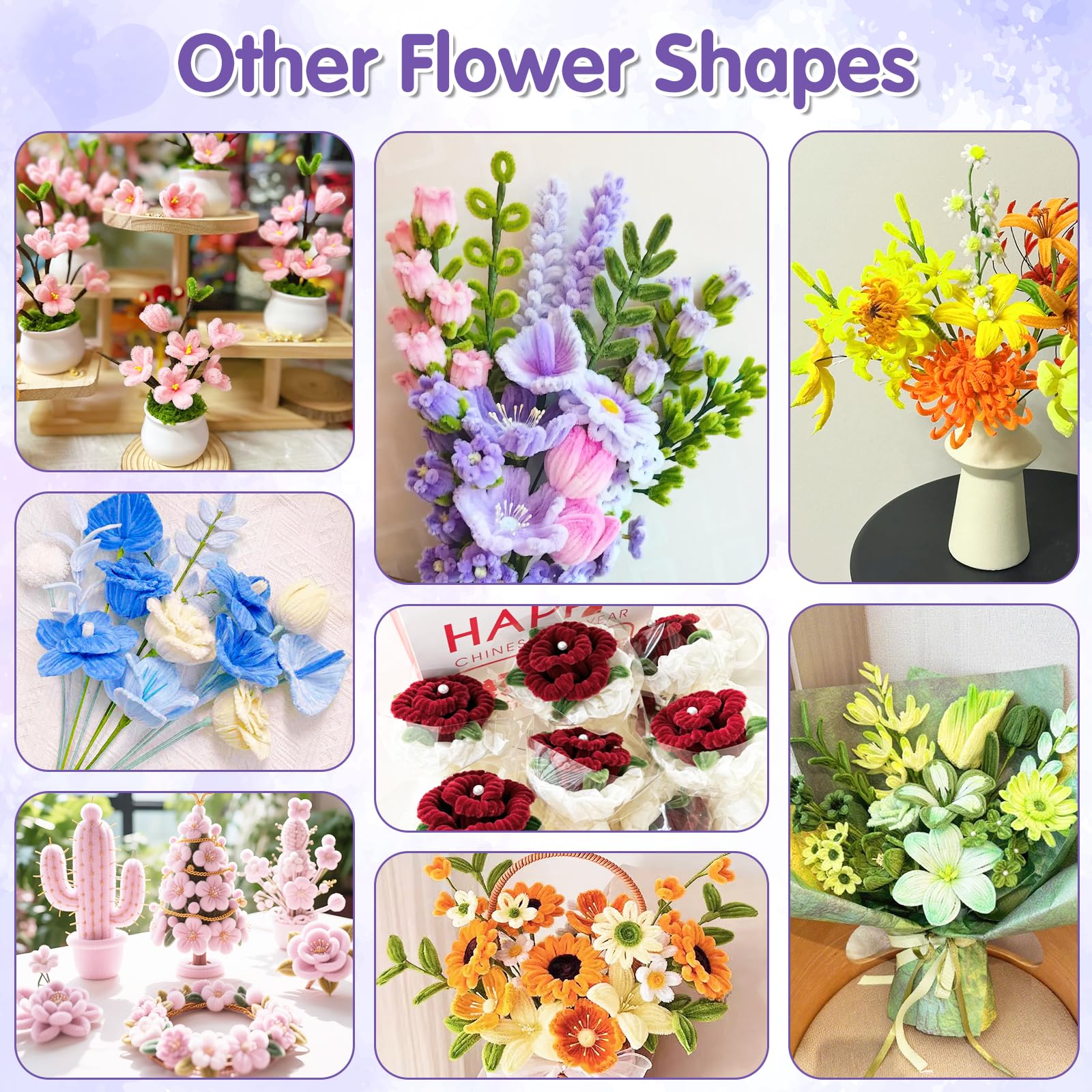 400Pcs Pipe Cleaner Flowers Kit-Create Your Own Eternal Bouquet